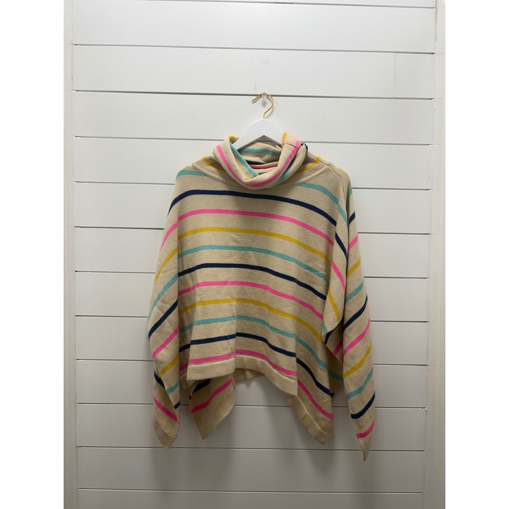 THML Anthropologie M/LStriped Poncho Sweater Beachy Coastal